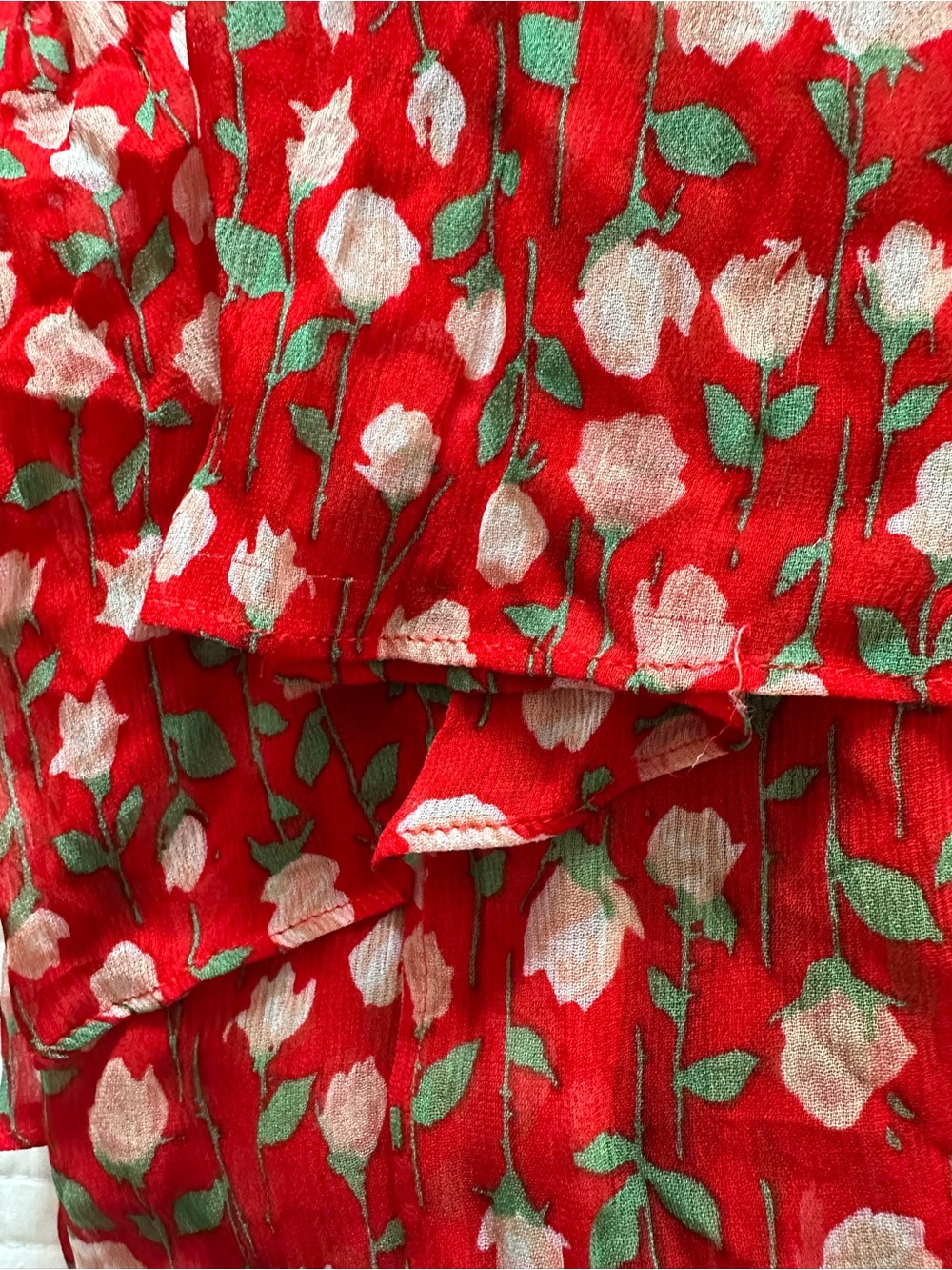 The Kooples Rosa Rosa Red Floral Sheer Dress Size M (2) - Picture 13 of 14